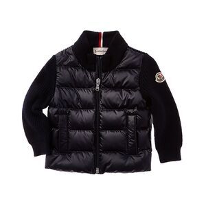 Moncler Girls  Puffer Front Wool Down Jacket, Blue